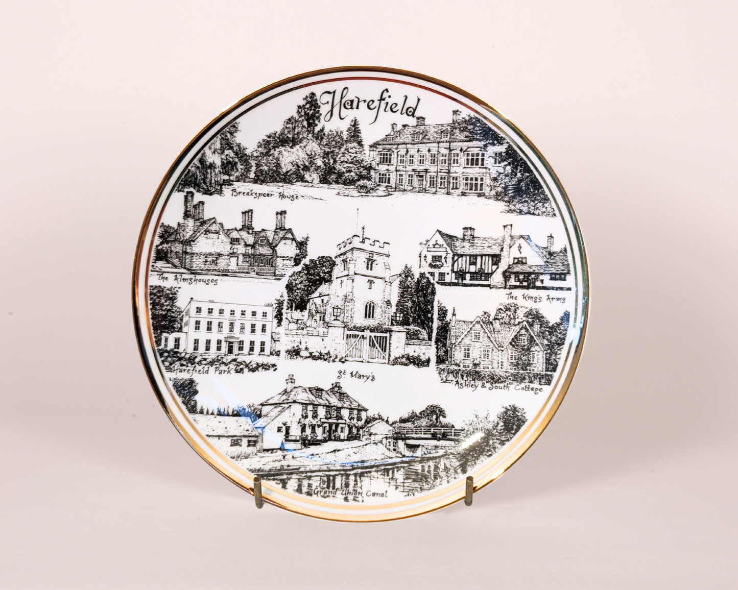 Harefield 8" Fine Bone China Plate (B&W)